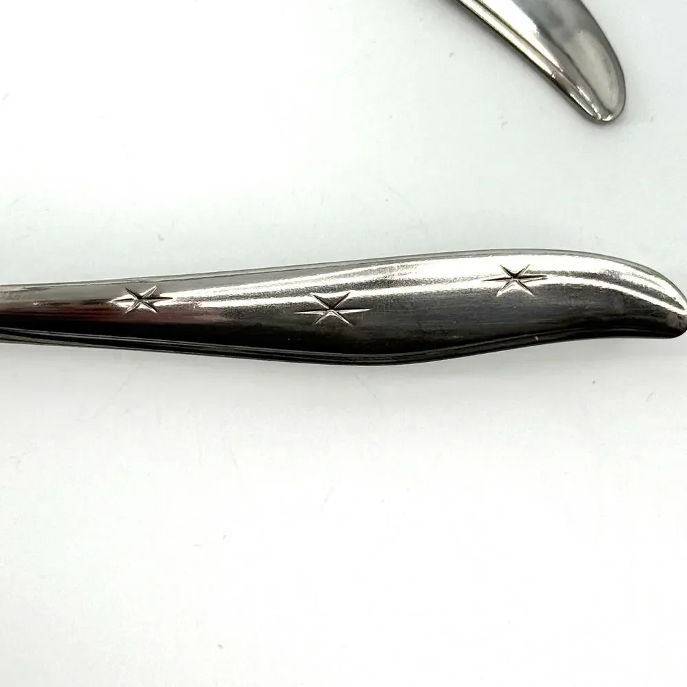MAR CREST Set of 2 Atomic Starburst MCM Small Serving Spoons Stainless USA Made